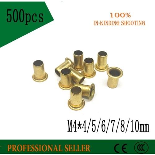 500pcs M4*4/5/6/7/8/10 mm Hollow Copper rivet Bronze rivets Cross hole Brass rivets Single tube DIY accessories