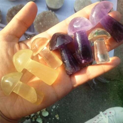 6cm natural fluorite crystal carving crystal mushroom point reiki healing gem collection