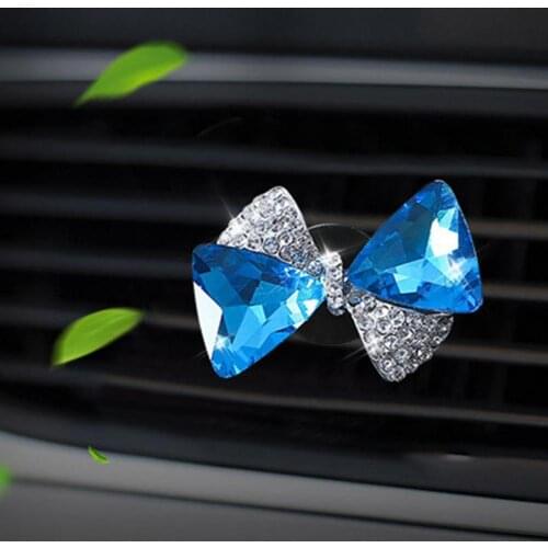 80% HOT SALES!! Perfume Clip Bowknot Shape Good Smell Faux Crystal Mini Vehicle Air Outlet Perfume for Car