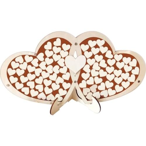 Free shipping wood drop heart guest book wedding wedding guestbook 55*28cm