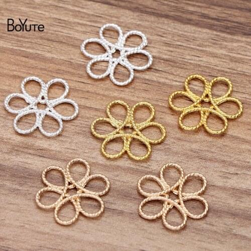 BoYuTe (100 Pieces/Lot) 25MM Metal Alloy Six Petals Flower DIY Hair Accessories Hand Made Jewelry Findings Components