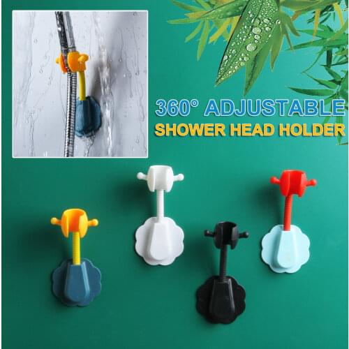 Shower Head Holder 360° Adjustable Self-Adhesive Showerhead Bracket Wall Mount With 2 Hooks Stand SPA Bathroom Universal Tools