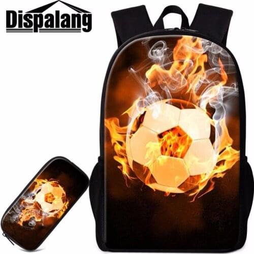 Dispalang soccerly school bag and stationery pen bag for middle school students 2 pieces set lightweight bookbag for children