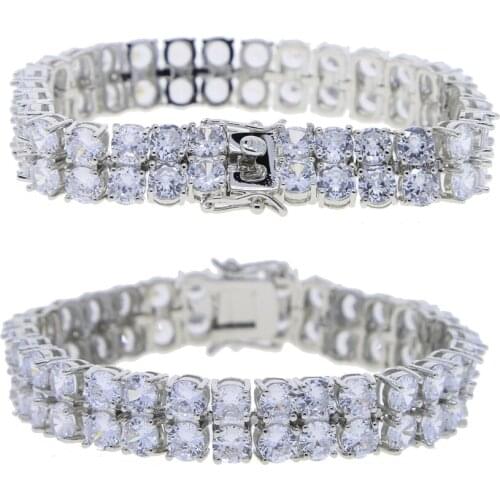 Two Layer CZ Tennis Chain Bracelet for Women Men Exquisite Fashion Charm Braclet Chain Hip Hop Bracelets hip hop Jewelry