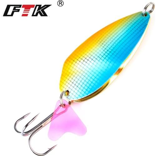 FTK 1pc Fishing Lure Spinner Bait Carp Double Spoon Lure With Treble Hook 25g 30g 35g Metal Jigging Hard Bait For Pike Fishing