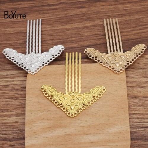 BoYuTe (10 Pieces/Lot) 15*50MM Hair Comb Welding 35*65MM Alloy Materials Diy Vintage Jewelry Accessories