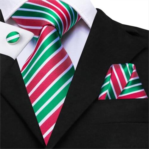 Hi-Tie Fashion Business Green Striped 100% Silk Mens Tie NeckTie 8.5cm Ties for Men Formal Luxury Wedding Quality Gravata