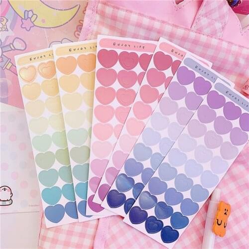 2psc/set Lovely Heart Shape Paper Album Decoration Sticker DIY Colorful Diary Scrapbooking Students Supplies