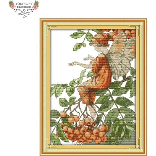 Joy Sunday R718 14CT 11CT Counted and Stamped Home Decor A Butterfly Fairy Needlework Embroidery Cross Stitch kits