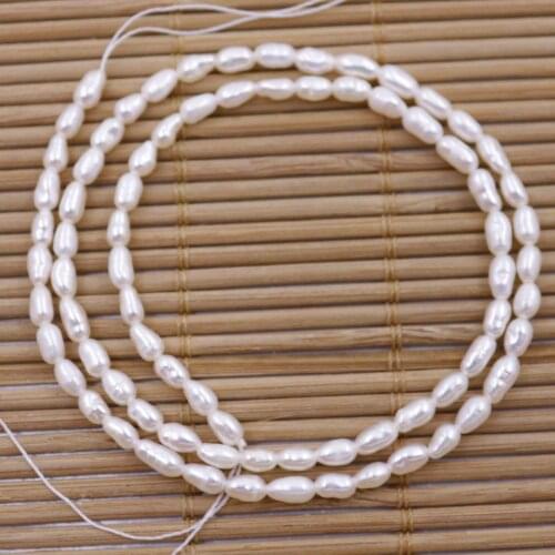 Teardrop Natural White Pearl Loose Beads 14" jewelry Making DIY 3mmX4mm-5mm