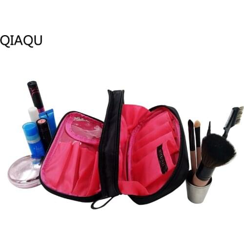 QIAQU Cosmetic Bags Makeup Bag Women Travel Organizer Professional Storage Brush Necessaries Make Up Case Beauty Toiletry Bag
