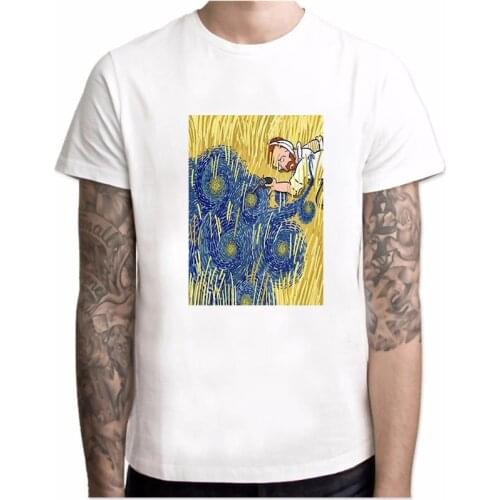 Summer T Shirt Mens Tops Funny Van Gogh Graphic Tees Harajuku Fashion Tshirt Male Clothing Oversized O-neck T-Shirt Clothing