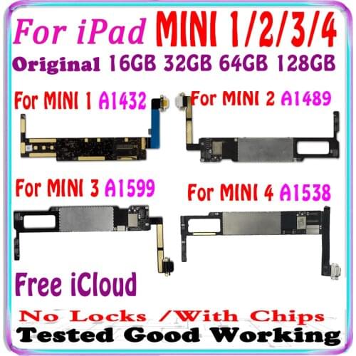 A1432 A1489 A1599 A1538 for iPad MINI 1 2 3 4 Motherboard Wifi Version Logic board with chips Tested Good wokring mainboard