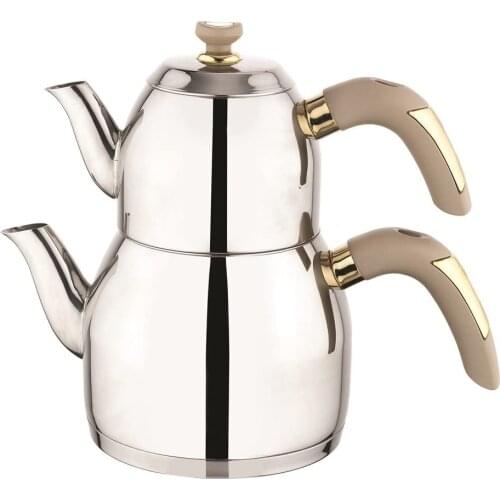 Schafer Soft Teapot Set -Gold- Teapot Set Upper Hopper 1.00 lt Lower Chamber 2.35 lt