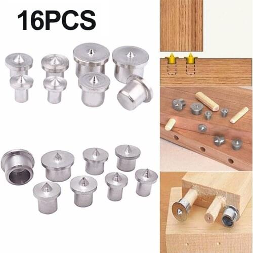 16Pcs Dowel Drill Centre Points Pin Wood 6 8 10 12mm Wood Timber Marker Hole Tenon Center Set Woodworking Wood Drill Bit