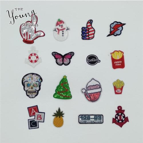 Fashion style Kids Sequins Patch Hot melt adhesive Applique Embroidery DIY Sewing Clothing Accessory Patches Stripes C2177-C924