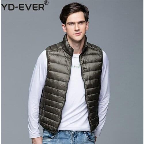 2020 New Mens Winter Coat 90% White Duck Down Vest Portable Ultra Light Sleeveless Jacket Portable Waistcoat for Men