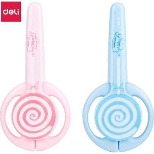 DELI E6069 Scissors Lovely Lollipop Shaped For Children Kids Cartoon DIY Safety Cap DIY Scrapbook Paper Diary Craft Decorating