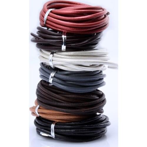 OlingArt 4mm 3YD/lot Multicolor Round Leather Cord /Wire earrings Bracelet choker necklace DIY jewelry making Boutique