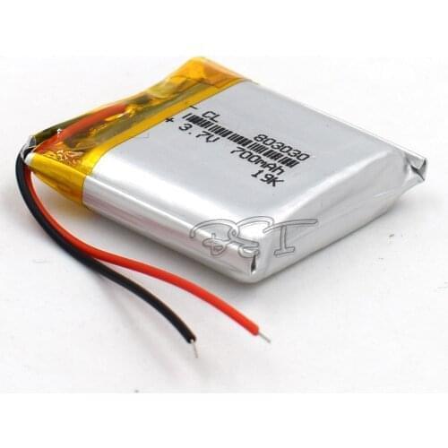 3.7V 700mAh Li-Po Li Ion Rechargeable Battery 803030 Lithium Polymer Cells For Mp3 MP4 MP5 GPS PSP Mobile Bluetooth Reader