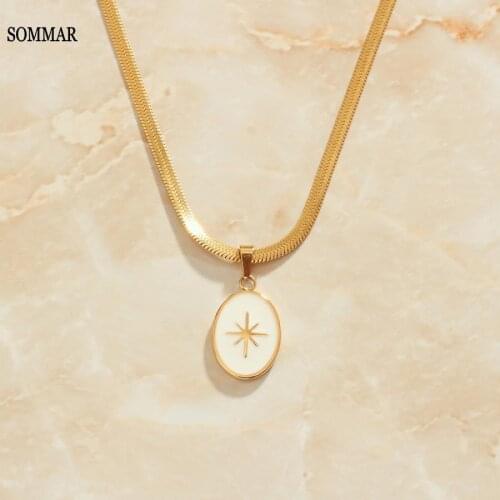 SOMMAR ins niche wild titanium steel 18k gold eight Mans star pendant blade chain necklace design jewelry