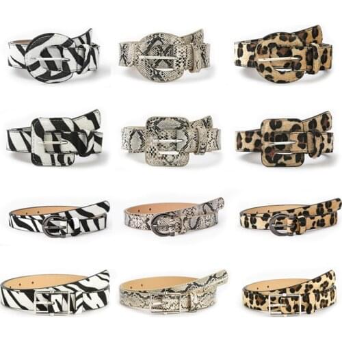 Women Snake Belt Leopard Pattern Leather Pin Buckle Waist Strap Belts Ladies Dress Corset Waist Girdle Female Jeans Waistband