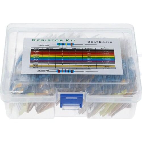 Boxed 500pcs/ 50 types/resistance (1 Euro-1M) 1W metal film resistor set resistor component package