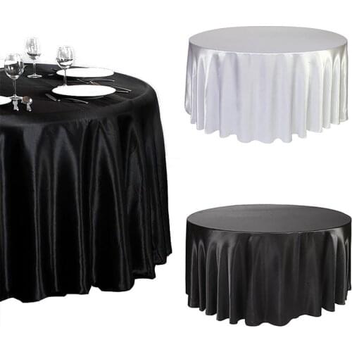 Satin Tablecloth Wedding Decoration Round Table Cover Cloth Flexible Glass Table Protector Table Skirts Hotel Banquet Gold