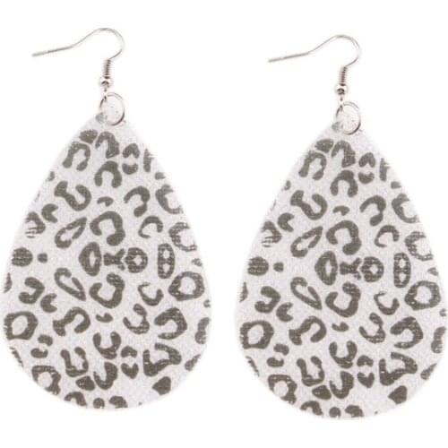 ZWPON PU Leather Leopard Zebra Print Teardrop Earrings for Women 2020 New Vertical Bar Leather Earrings Jewelry Wholesale