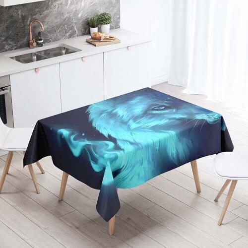 Tablecloth On Rectangluar Table 3D Printing Wolf Animal Pattern Table Linen Living Room Coffee Table