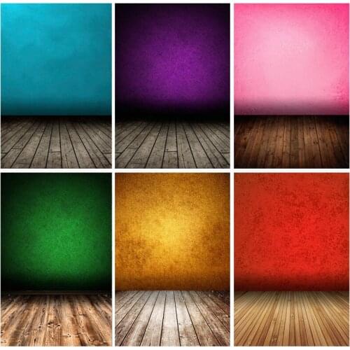 Old Vintage Gradient Solid Color Photography Backdrops Props Brick Wall Wooden Floor Baby Portrait Photo Backgrounds 210125MB-02