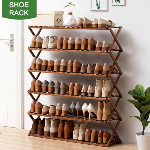 Shoe Rack Modern Custom Portable Foldable 3 Layers Bamboo Wooden Shoe Rack for Home Flower Pots & Planter