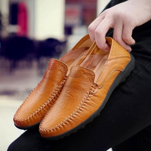 Men Shoes Loafers Man Genuine Leather Shoes Tenis Masculino Adulto Classic Handmade Slip On Driving Casual Shoes 39-47 US-65