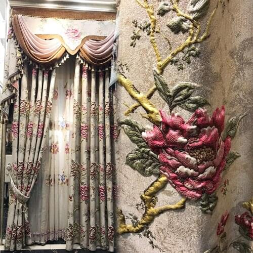 Curtains of European Style Blackout Curtain for Living Room and Bedroom Customized Size Left and Right Biparting Open jacquard