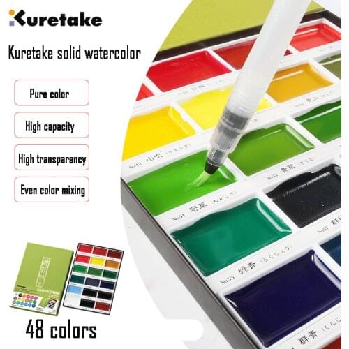 ZIG Kuretake High Quality 48 Colors Solid Watercolor Paint Pigment Field Sketch Drawing For Painting Art Supplies