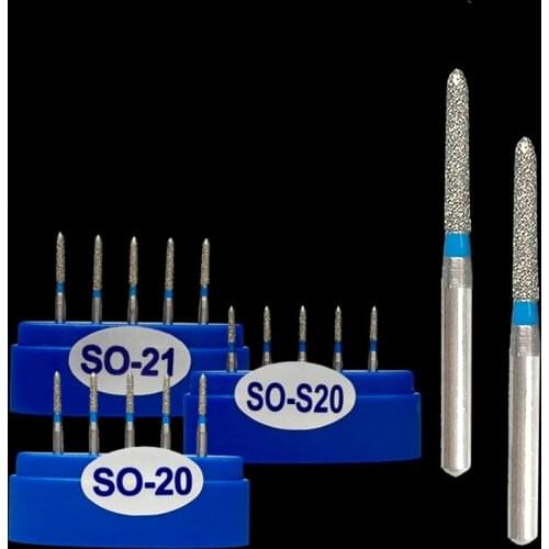 100pcs Dental Diamond Burs Medium FG Bur for High Speed handpiece SO-20 SO-21 SO-S20