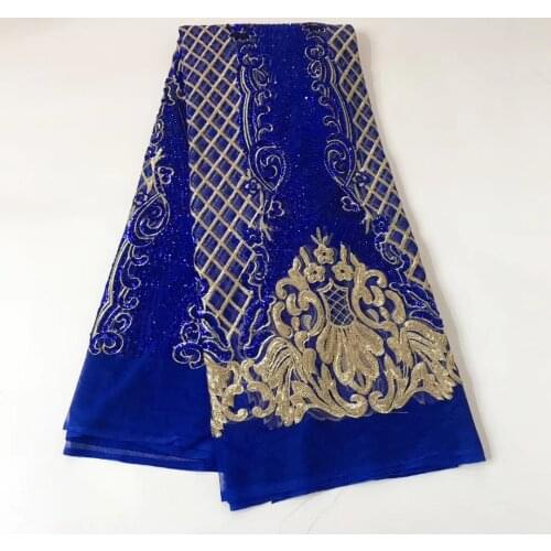 2.5Yards 2021 High Quality African Sequins Lace Fabric French Net Embroidery Tulle Lace Fabric For Nigerian Wedding Party Dress