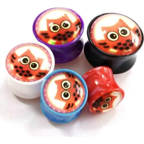 2PCS New Arrival Punk Acrylic Ear Plugs Tunnels Flesh Cure Animal Owl Expansions Piercing Sexy Ears Expanders Body Jewelry Gifts