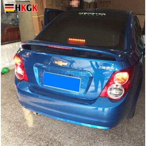 2010 2011 2012 2013 2014 2015 2016 Aveo Sonic ABS Plastic Unpainted Rear Wing Spoiler+Light for Chevrolet Aveo Sonic