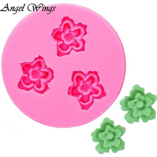 3 Holes Mini Flower shape Silicone Molds Cake Decoration Tools chocolate Sugarcraft Gumpaste Clay Molds F1294