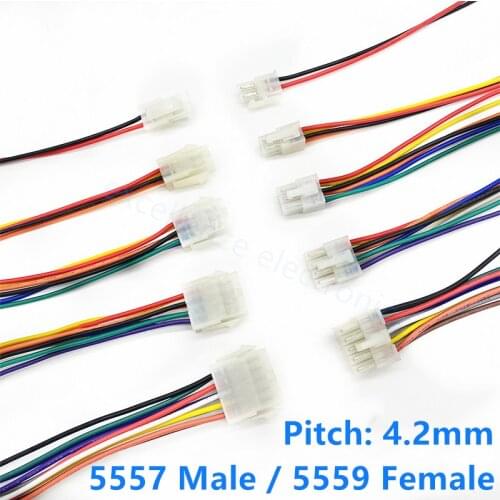 4.2mm 5557/5559 Wire Cable Connector 2/3/4/6/8/10/12/14/16/18 Pin Pitch Male Female Plug Socket 30cm Wire Length 18AWG