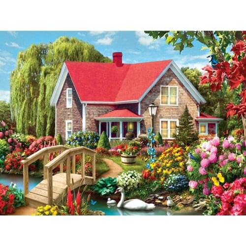 5D DIY Diamond Painting Full Square Landscape Garden Cross-stitch Kit Diamond Embroidery Flower Mosaic Picture Rhinestones Decor