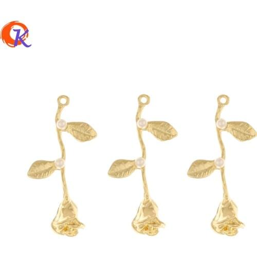 Cordial Design 100Pcs 17*39MM Jewelry Accessories/Pendant/DIY Making/Flower Shape/Imitation Pearl/Hand Made/Earring Findings