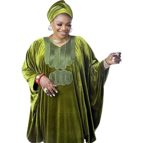 Velvet Boubou Africain Femme 2021 African Wedding Evening Dress Kaftan Abayas Plus Size Ankara Dashiki Robes Ladies Outfits