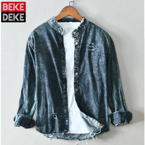 Мужские джинсовые рубашки BEKEDEKE China At AliExpress