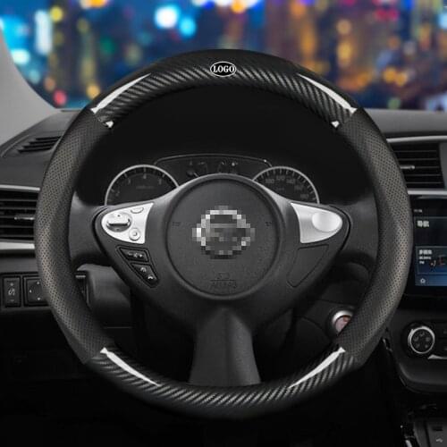 Car Carbon Fiber Steering Wheel Cover 38cm for Nissan All Models Almera X-Trail Navara Auto Interior Accessories Car styling