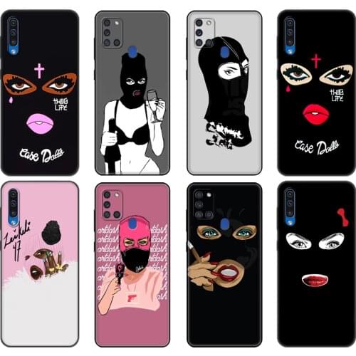 Black tpu Case For Samsung Galaxy A50 50S A30S A10 A11 A21S A31 A41 A51 A71 M21 M30S S10 LITE Masked Goon Thug Life Teared Girl