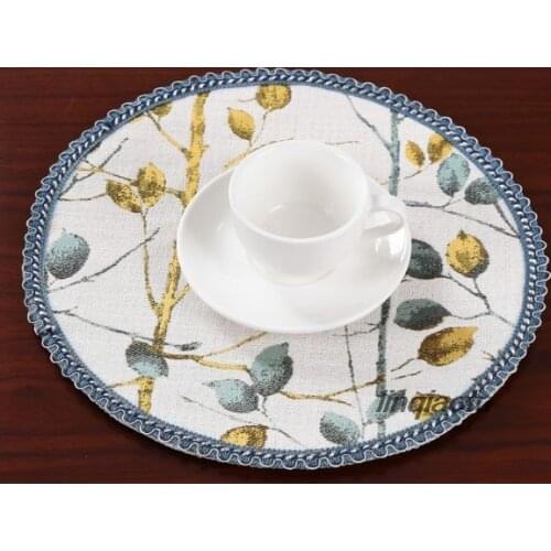 Flower European style high-end pastoral round placemat Western food Table mat cotton insulation mat Table runner