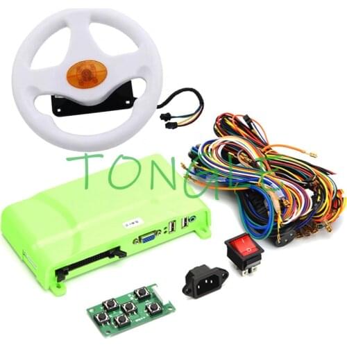 Outrun Car Racing Game Motherboard with Wires Cable and Steering Wheel for Children Arcade Simulation Video Game Machine DIY KIT