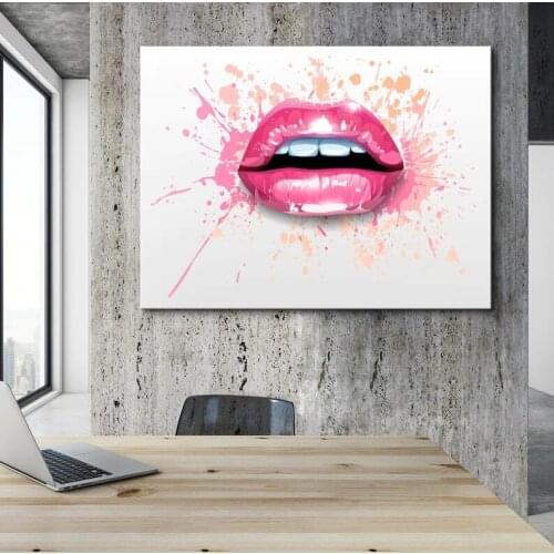 Home Decor Canves Painting Print Beauty Salon Hotel Corridor Dressing room Fashion Pink Lip Gloss wall Pink Lip Gloss Art